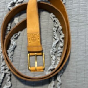 Timberland Tan Leather Belt with Gold Buckle